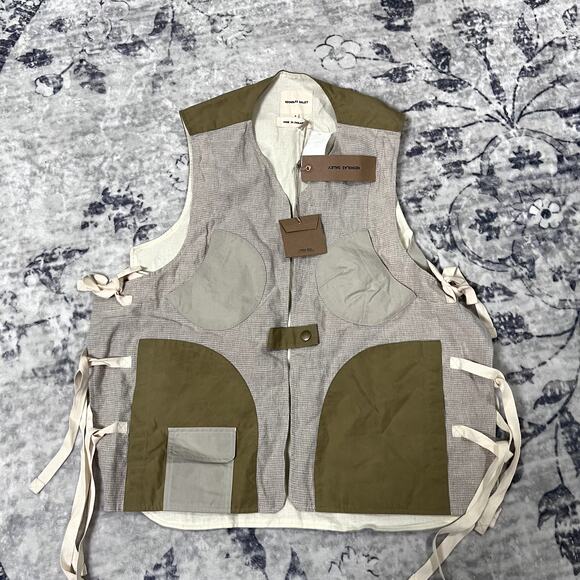 Nicholas Daley Five Pocket Side Tie Linen Vest Mens Size Large - Picture 2 of 7